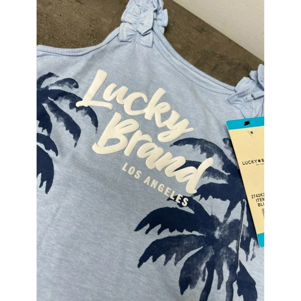Lucky Brand Little Girl's Size 4‎ 2-Pc Outfit Set Tank Top Shorts Blue Tie Dye